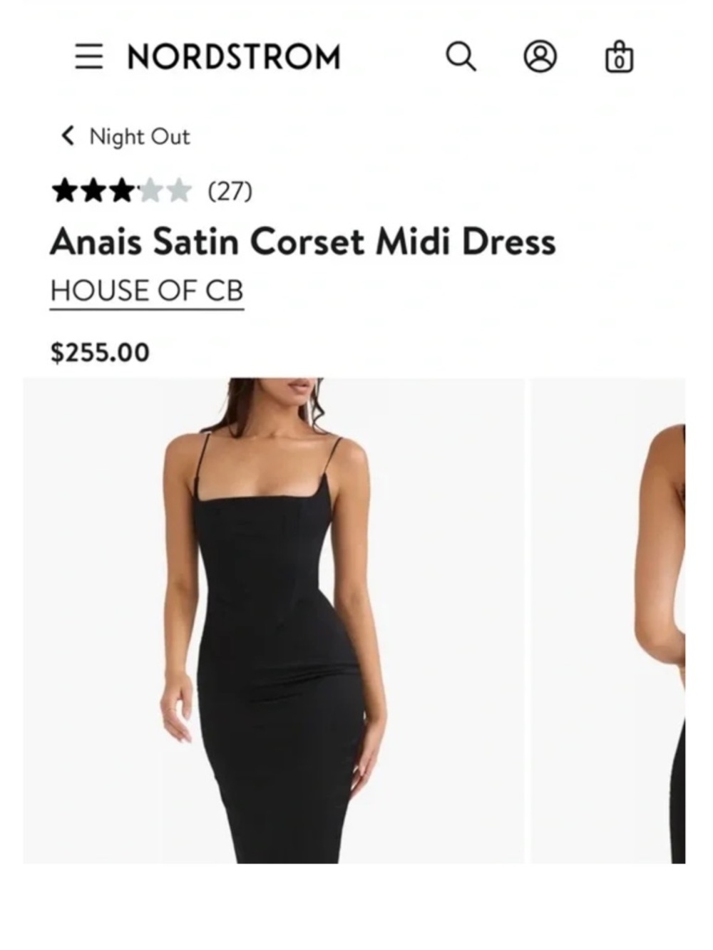 HOUSE OF CB 'Anais' Black Satin Pointed Corset Midi Dress cocktail size L+ - Picture 4 of 16
